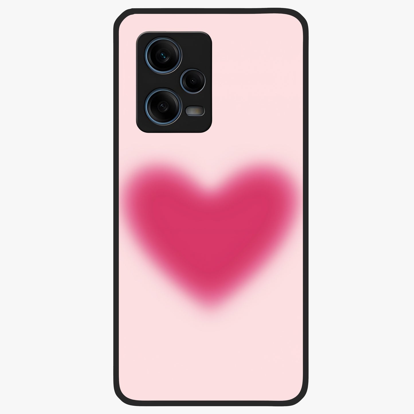 Pink Aura Heart Glass Case showing flat back view with glowing heart artwork and glossy glass finish.