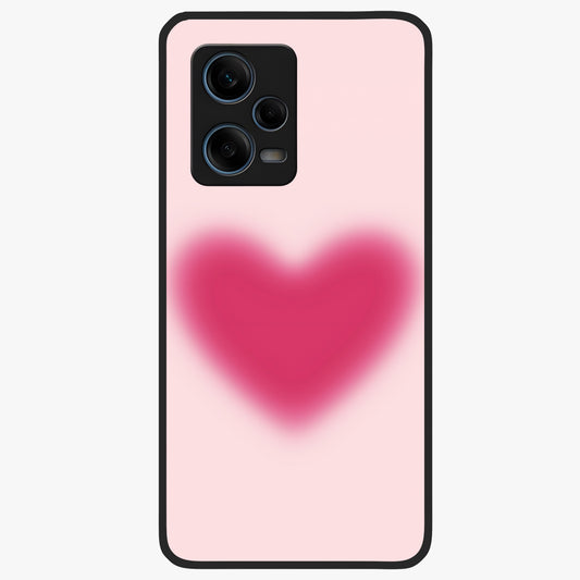 Pink Aura Heart Glass Case showing flat back view with glowing heart artwork and glossy glass finish.