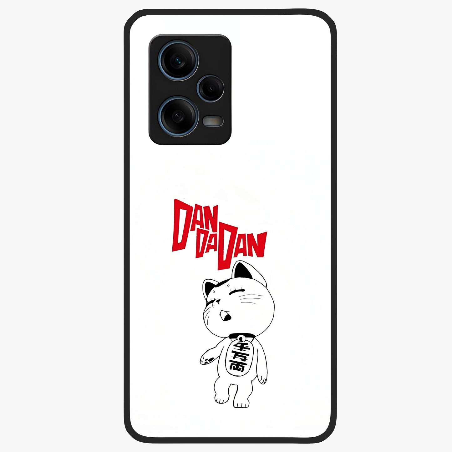 Playful Spirit Charm Glass Case showing flat back view with cheerful charm themed artwork and glossy glass finish.