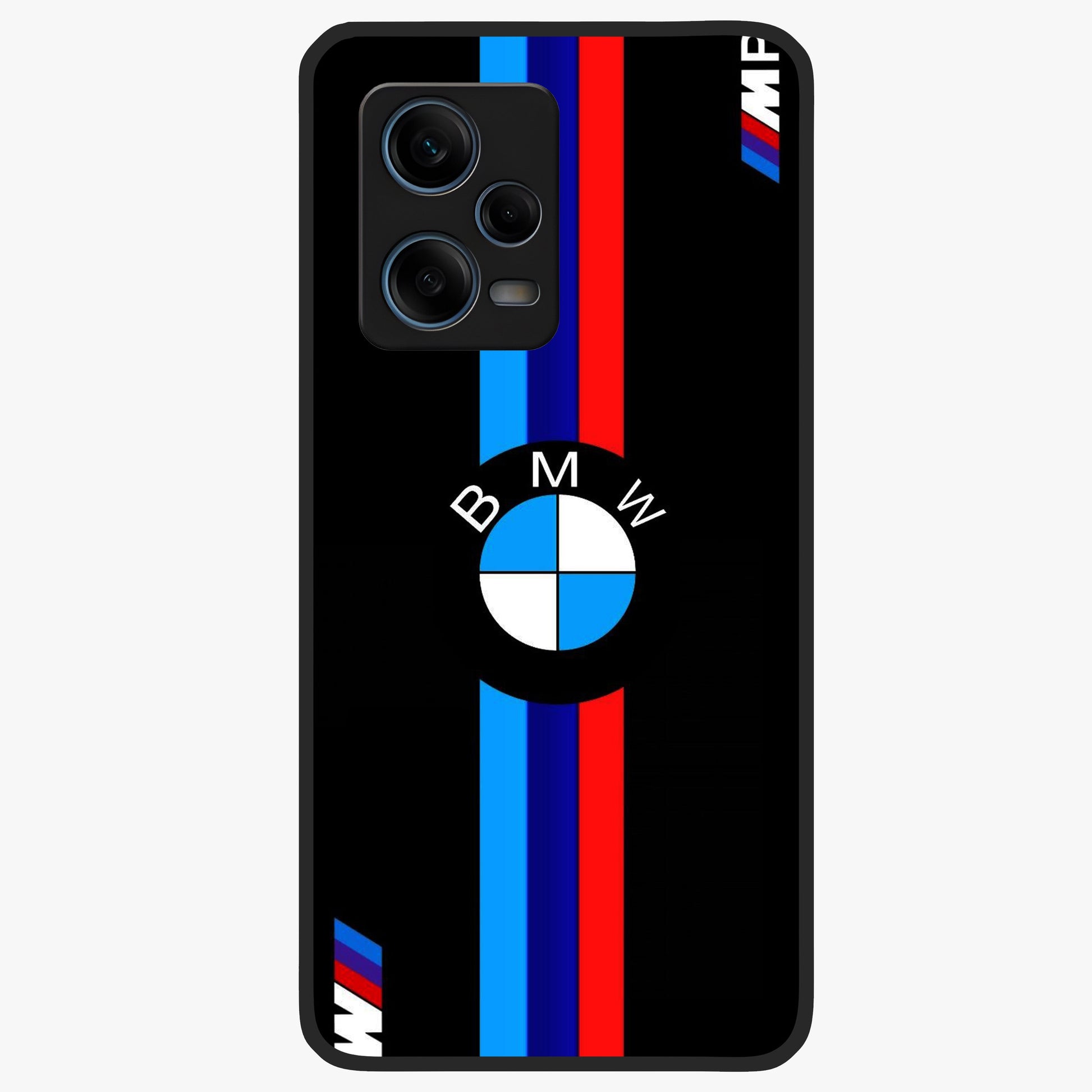 Turbo BMW Beast Glass Case showing flat back view with high performance sports car artwork and glossy glass finish.