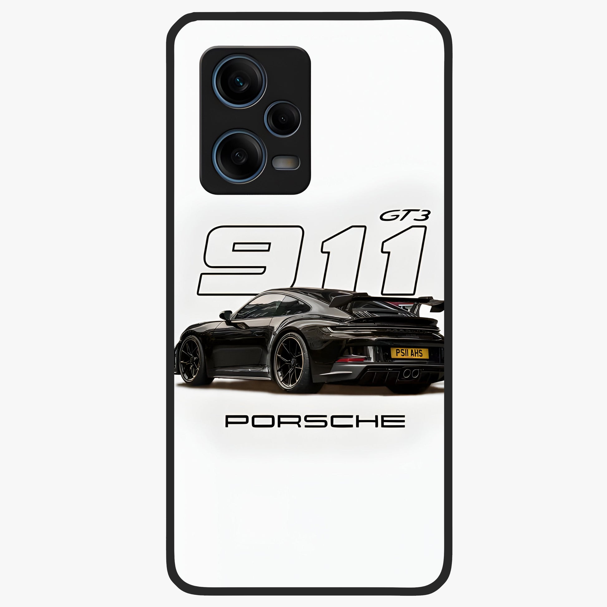Turbo Legacy Icon Glass Case showing flat back view with iconic sports car inspired artwork and glossy glass finish.