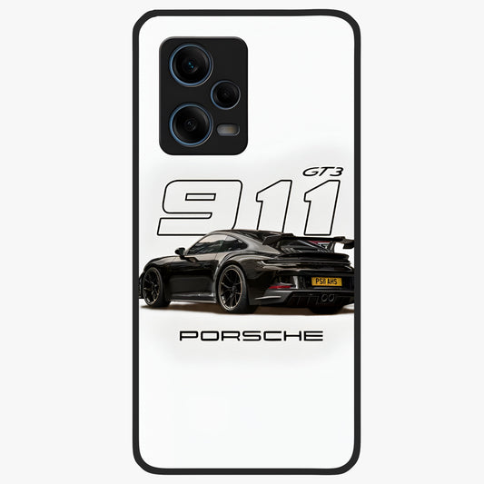 Turbo Legacy Icon Glass Case showing flat back view with iconic sports car inspired artwork and glossy glass finish.