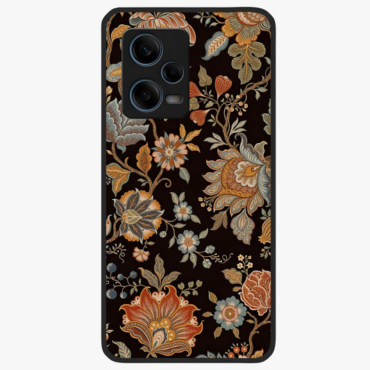 Vintage Floral Dream Glass Case showing flat back view with classic floral artwork and glossy glass finish.