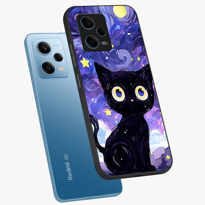 Abstract Cat Art Glass Case displayed in angled mockup highlighting modern abstract cat artwork and sleek glass surface.
