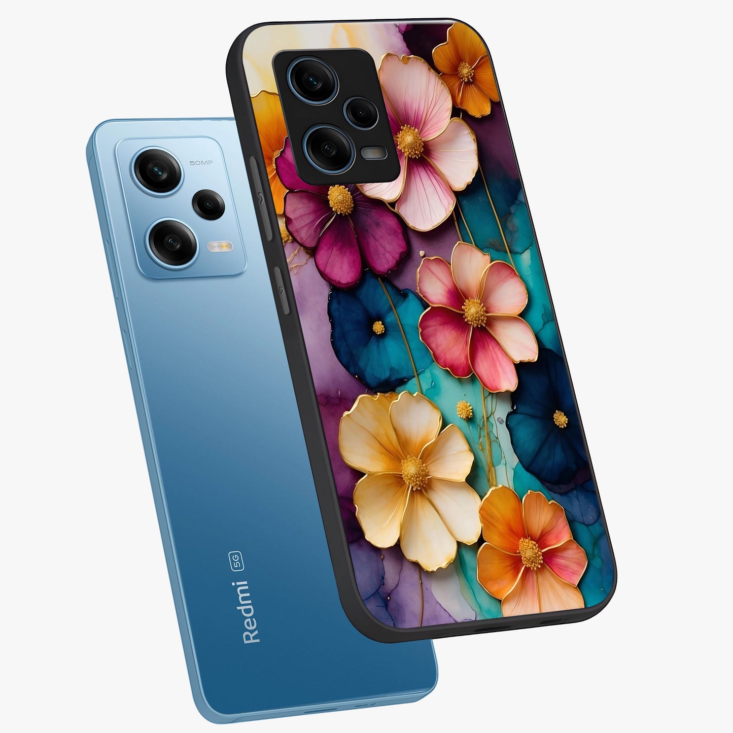 Artlyn Grace Flower Pattern Glass Case displayed in angled mockup highlighting delicate flower pattern design and smooth glass surface.