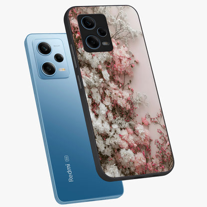 Blush Blossom Cloud Glass Case displayed in angled mockup highlighting soft cloud and blossom design with pastel aesthetic.