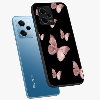 Butterfly Pattern Glass Case displayed in angled mockup highlighting delicate butterfly design and aesthetic pattern style.