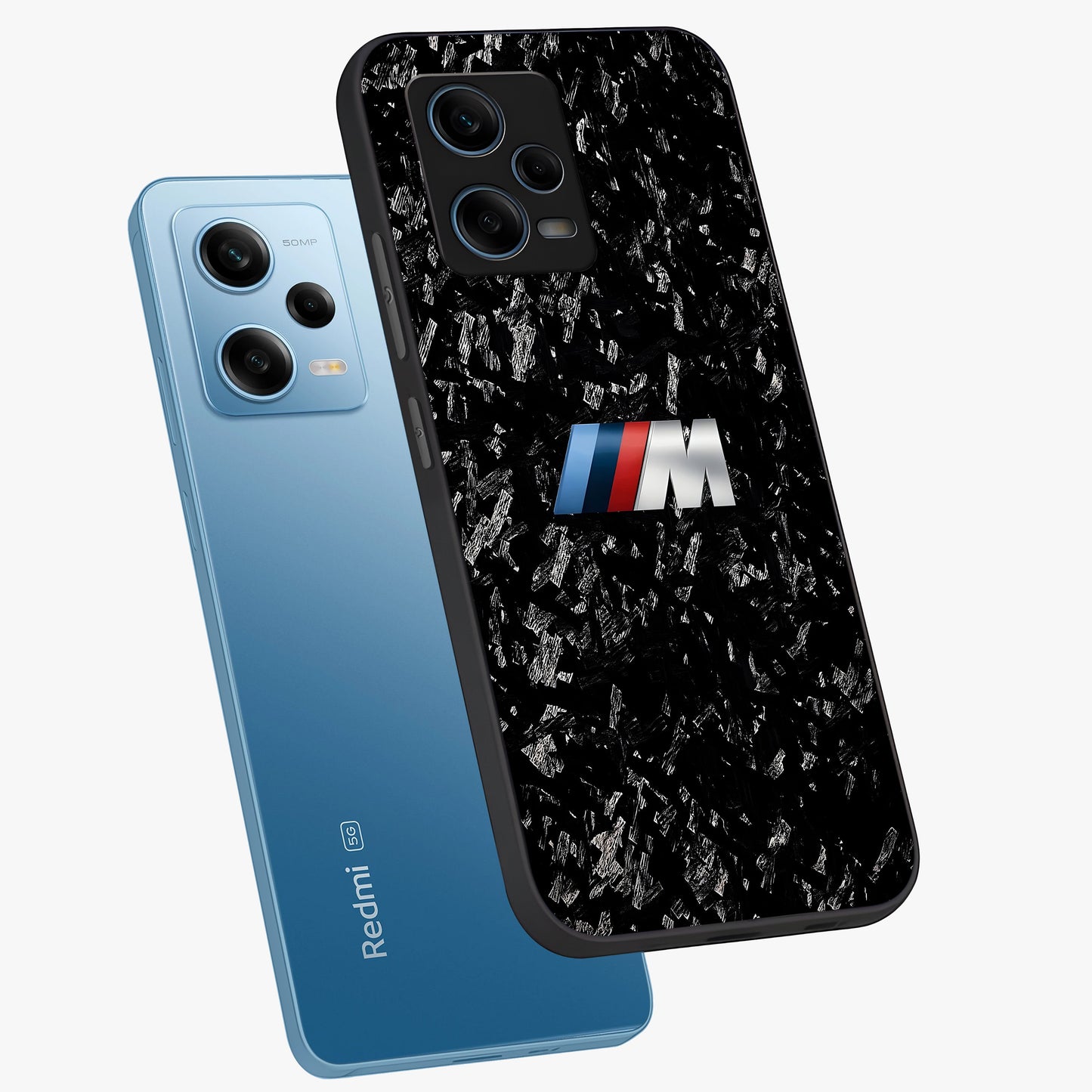 Carbon Speed Mark Glass Case displayed in angled mockup highlighting racing inspired carbon design and sleek aesthetic style.