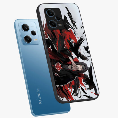 Crimson Crow Illusion Glass Case displayed in angled mockup highlighting mysterious crow graphic with dark aesthetic style.