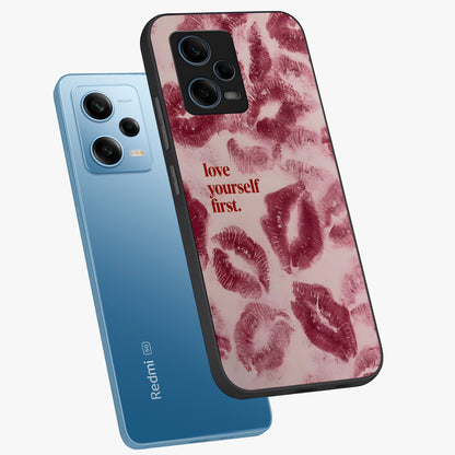 Crimson Kiss Love Glass Case displayed in angled mockup highlighting bold love inspired design with modern aesthetic style.