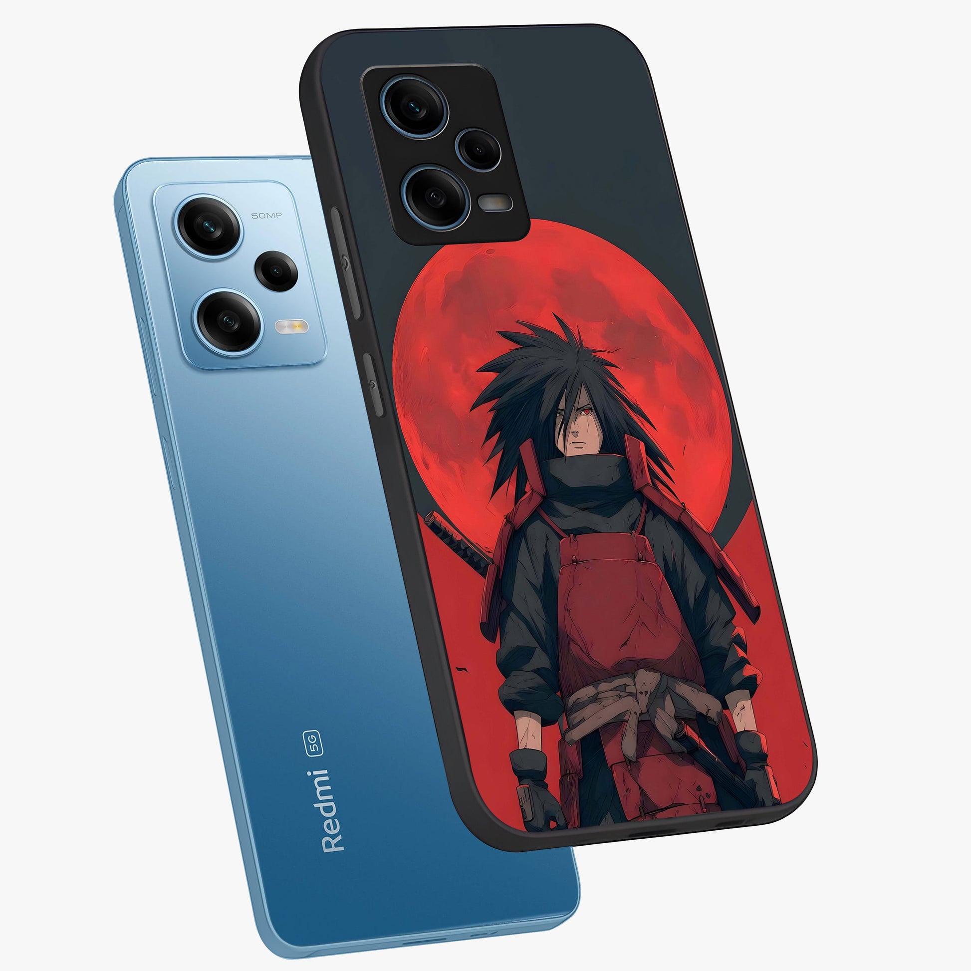 Crimson Moon Warlord Glass Case displayed in angled mockup highlighting dramatic crimson moon design with fantasy aesthetic.