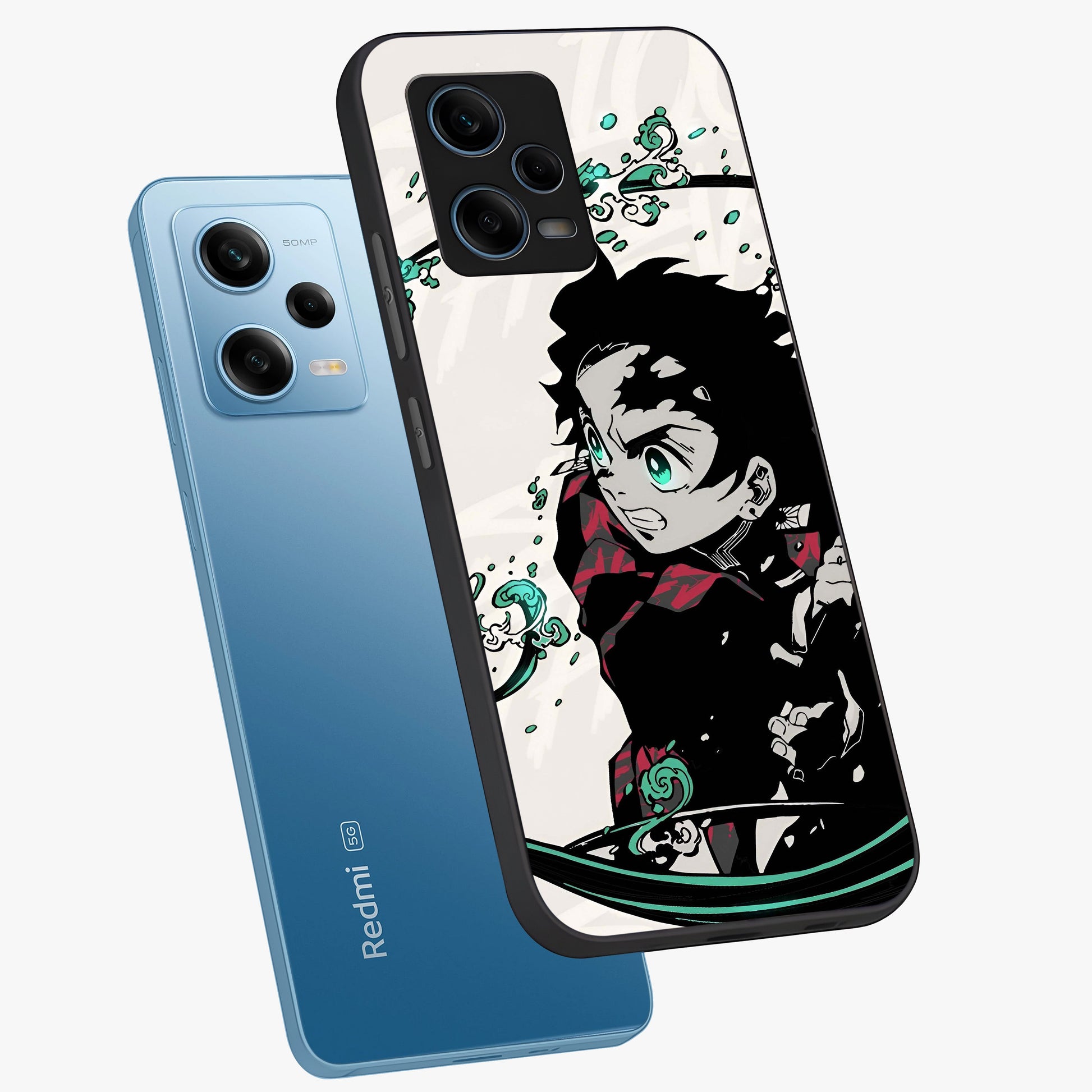 Demon Slayer Glass Case displayed in angled mockup highlighting dramatic anime character design with action aesthetic.