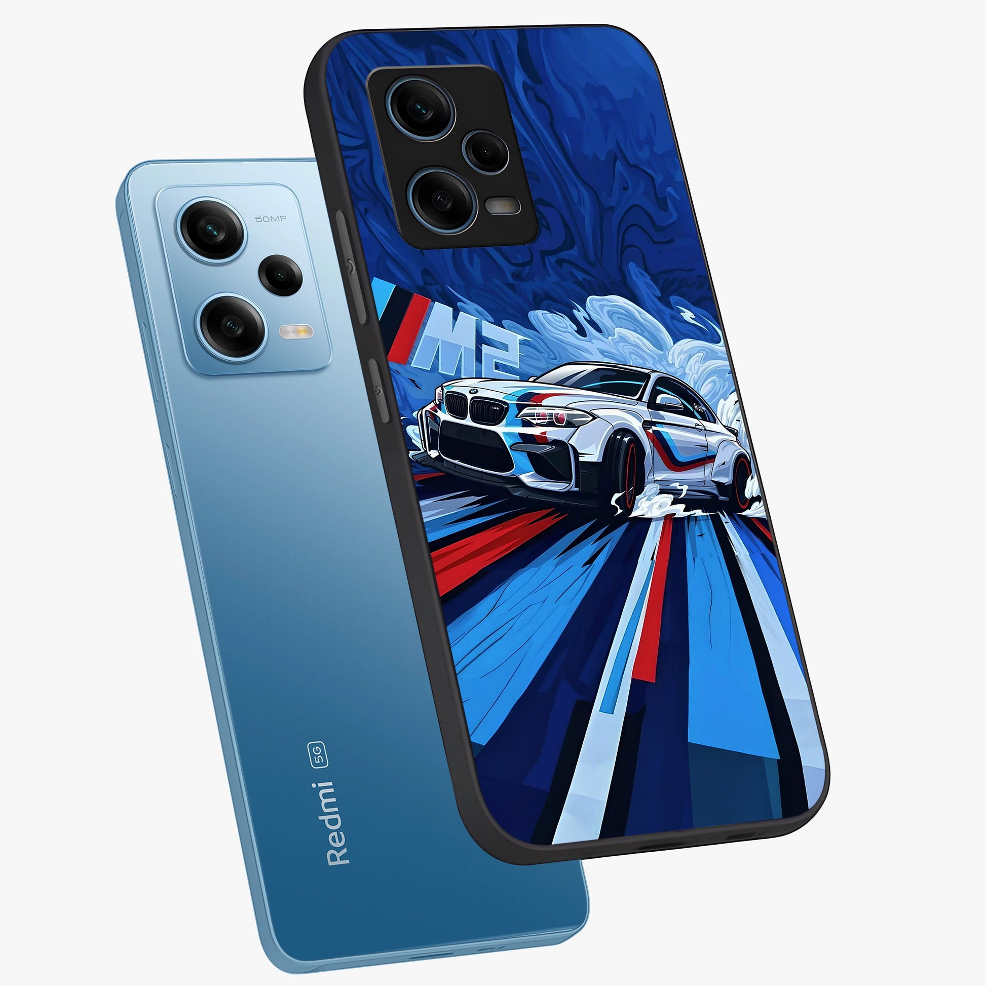 Drift Power Rush Glass Case displayed in angled mockup highlighting powerful drift car design with sporty aesthetic style.