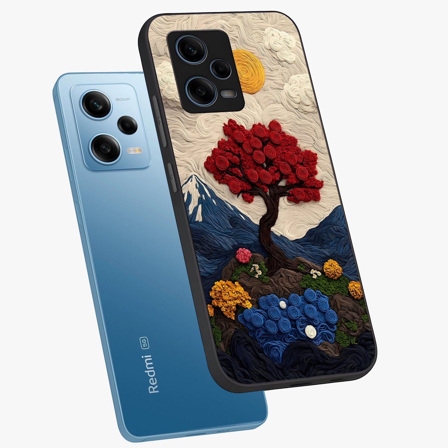 Eternal Nature Tapestry Glass Case displayed in angled mockup highlighting detailed botanical pattern with artistic aesthetic.
