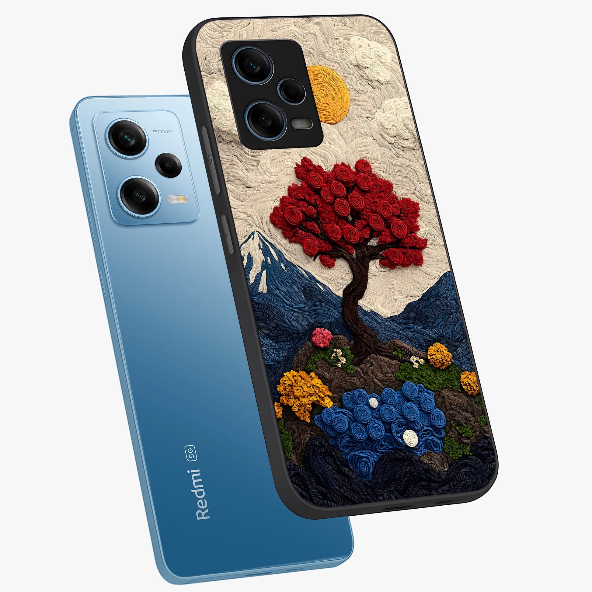 Eternal Nature Tapestry Glass Case displayed in angled mockup highlighting detailed botanical pattern with artistic aesthetic.