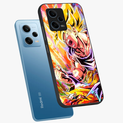 Firing Goku Glass Case displayed in angled mockup highlighting dynamic anime character design with action aesthetic.