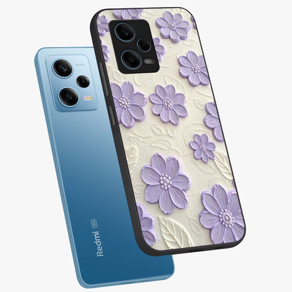 Floral Wall Art With Purple Flowers Glass Case displayed in angled mockup highlighting vibrant purple floral illustration with artistic aesthetic.