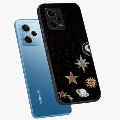 Galactic Charm Glow Glass Case displayed in angled mockup highlighting luminous galaxy inspired design with dreamy aesthetic.