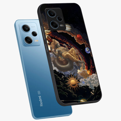 Galactic Divine God Glass Case displayed in angled mockup highlighting powerful celestial deity illustration with galactic aesthetic.