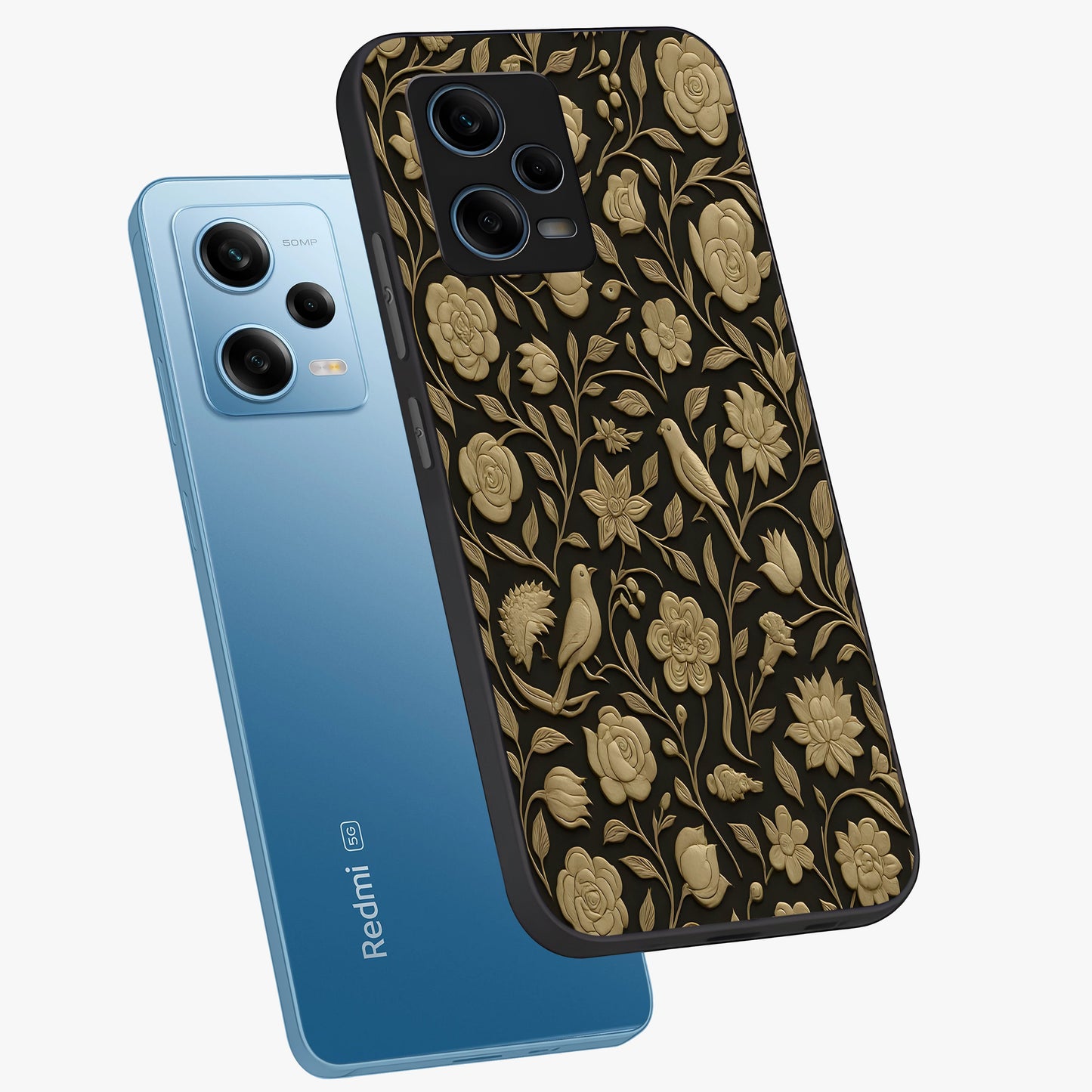 Golden Evil Eye Mandala Glass Case displayed in angled mockup highlighting protective evil eye symbol with golden mandala design.