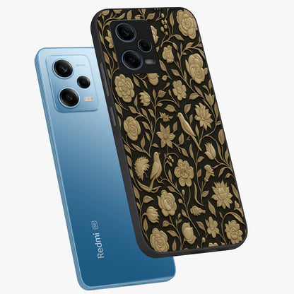 Golden Evil Eye Mandala Glass Case displayed in angled mockup highlighting protective evil eye symbol with golden mandala design.