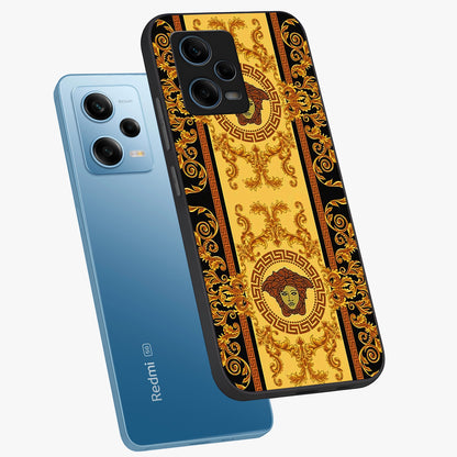 Golden Lotus Glow Glass Case displayed in angled mockup highlighting radiant lotus illustration with spiritual aesthetic.
