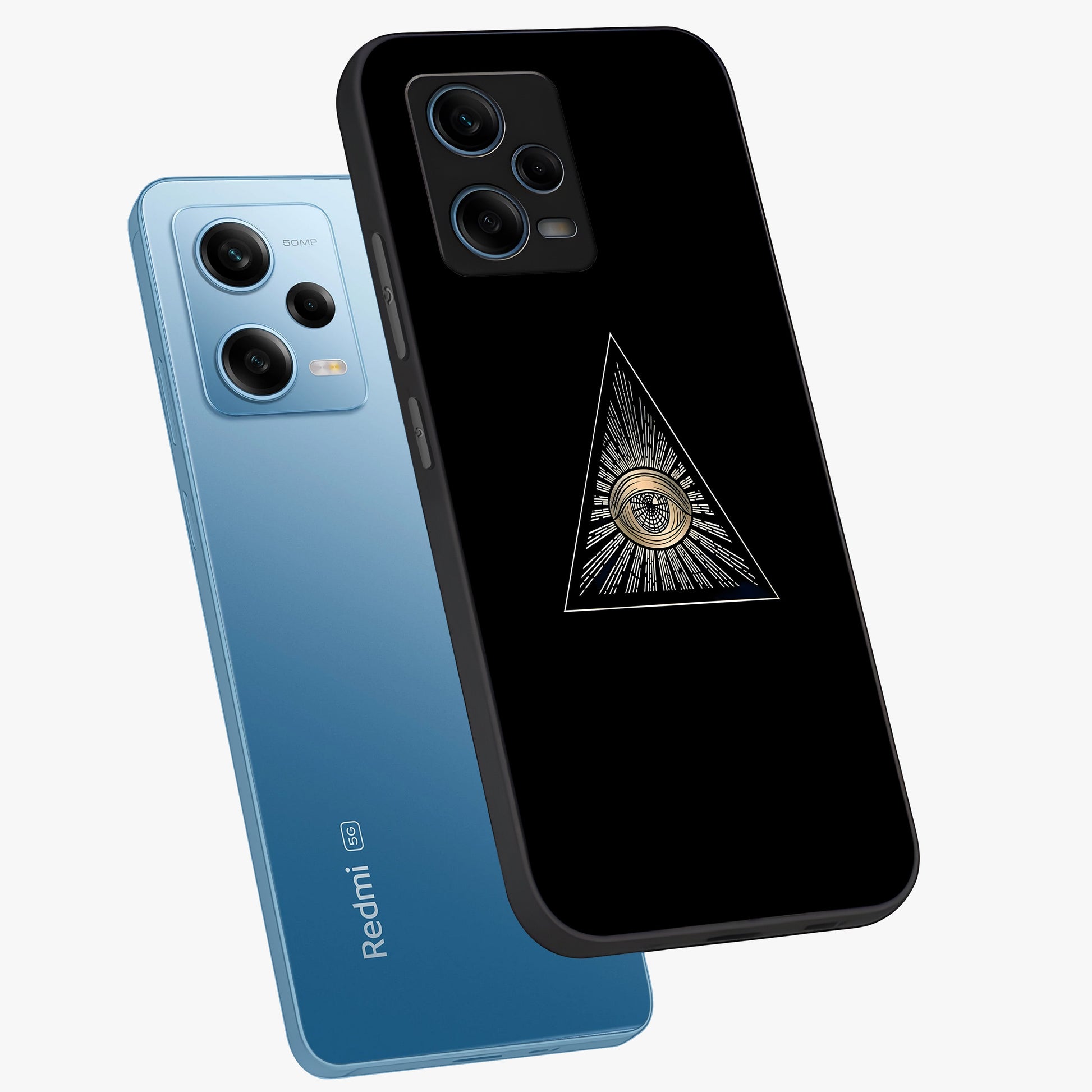 Illuminati Evil Glass Case displayed in angled mockup highlighting dark occult inspired design with bold aesthetic style.