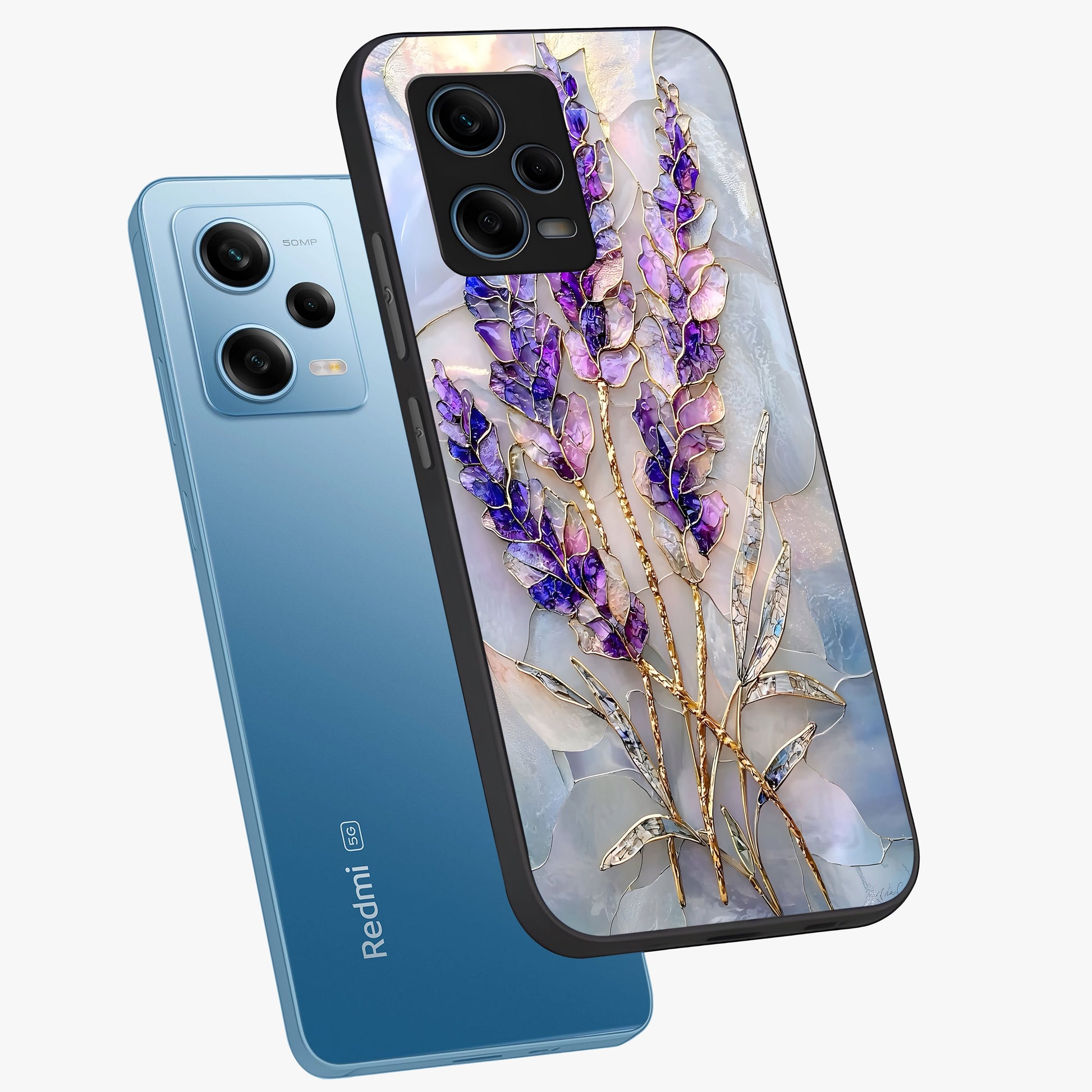 Lavender Dream Glow Glass Case displayed in angled mockup highlighting dreamy purple glow design with soft artistic style.