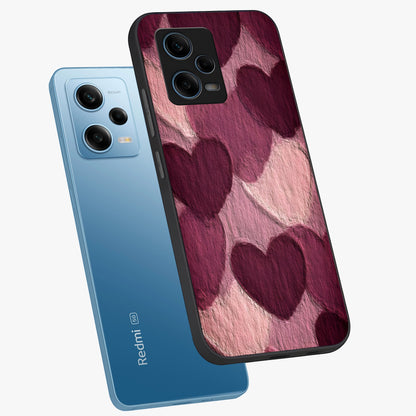 Layered Paper Hearts Glass Case displayed in angled mockup highlighting creative paper craft heart design with romantic aesthetic.