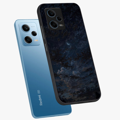 Lunar Veil Silence Glass Case displayed in angled mockup highlighting soft lunar design with peaceful celestial aesthetic.
