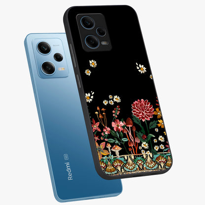 Midnight Bloom Pattern Glass Case displayed in angled mockup highlighting elegant flower design with midnight aesthetic style.