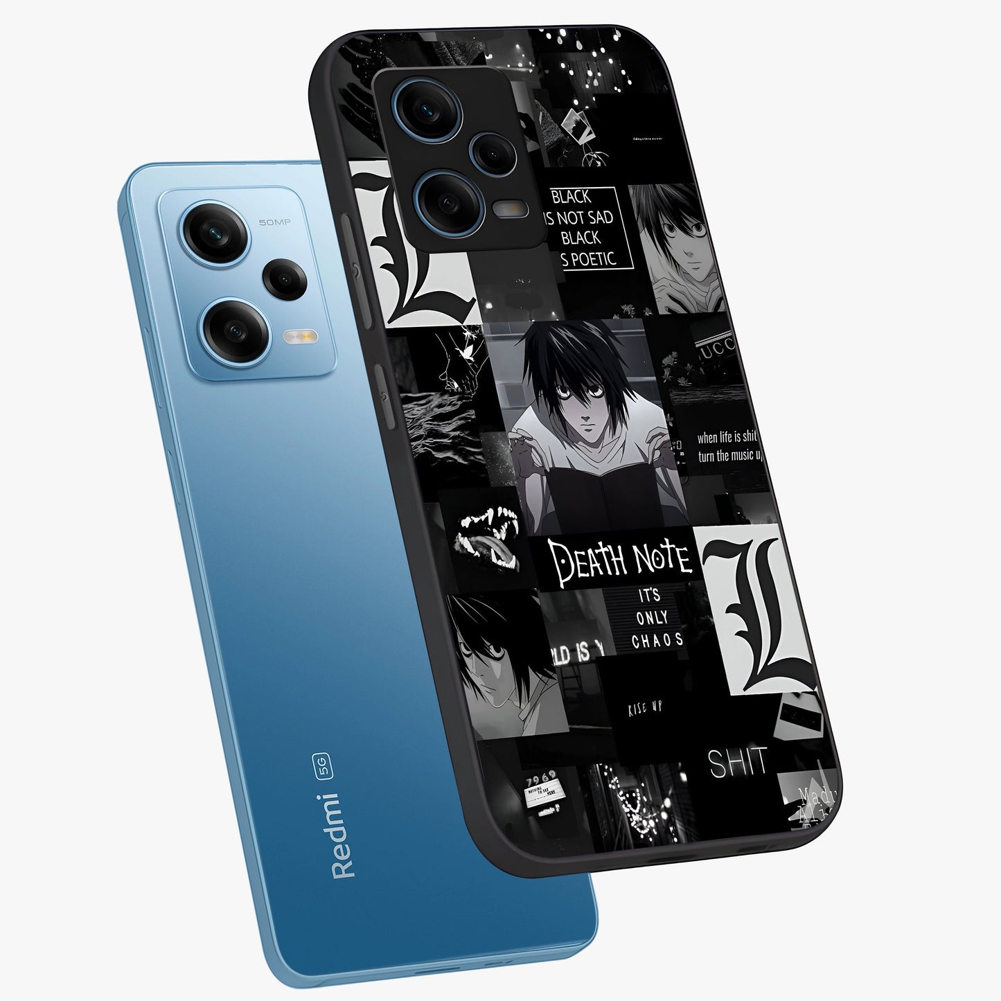 Midnight Chaos Mind Glass Case displayed in angled mockup highlighting chaotic artistic design with dramatic midnight aesthetic.