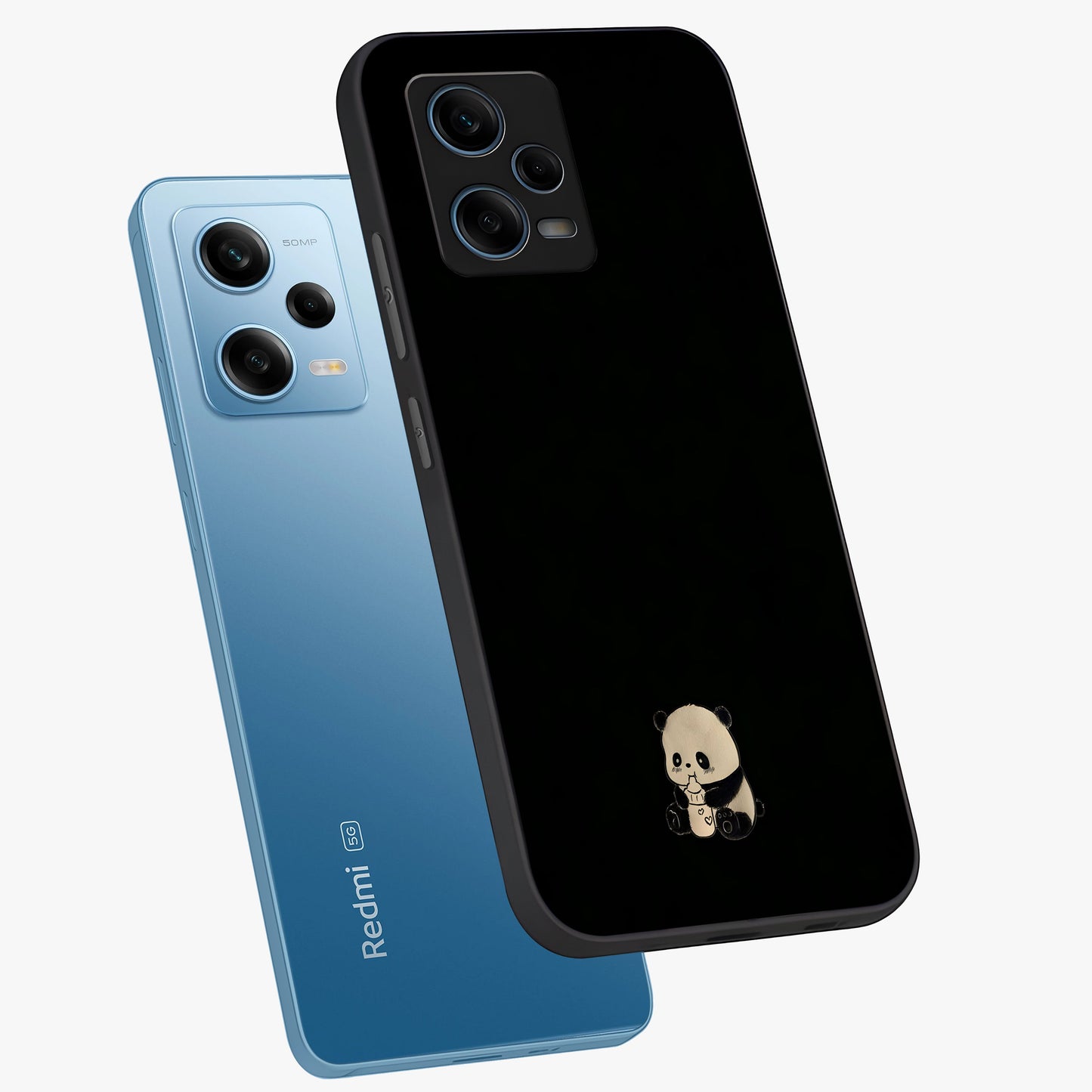 Midnight Panda Love Glass Case displayed in angled mockup highlighting adorable panda illustration with midnight aesthetic.