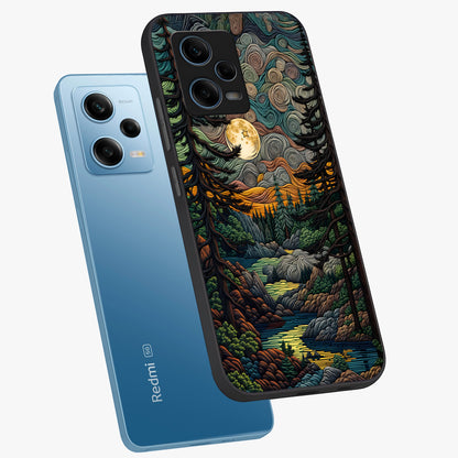 Moonlight Forest Dream Glass Case displayed in angled mockup highlighting dreamy forest design with glowing moon aesthetic.