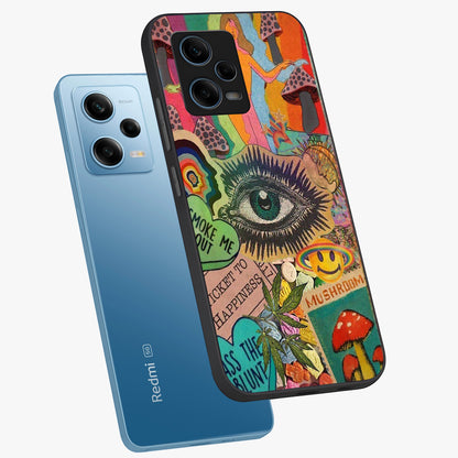 Mystic Eye Wonderland Glass Case displayed in angled mockup highlighting magical eye illustration with dreamy aesthetic.
