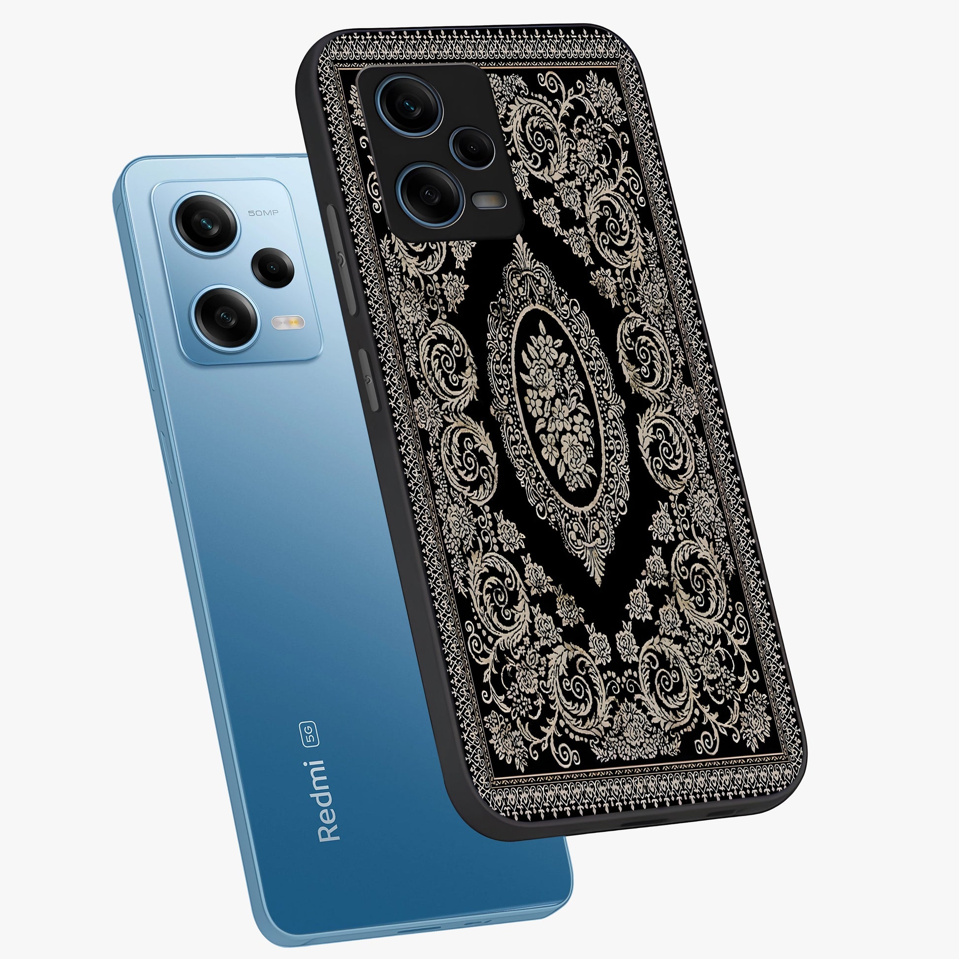 Noir Bloom Elegance Glass Case displayed in angled mockup highlighting refined flower design with stylish noir aesthetic.
