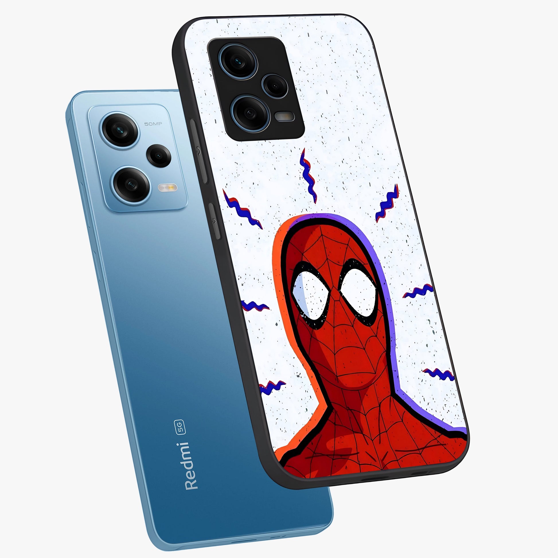 Omg Spiderman Glass Case displayed in angled mockup highlighting dynamic hero illustration with action comic aesthetic.