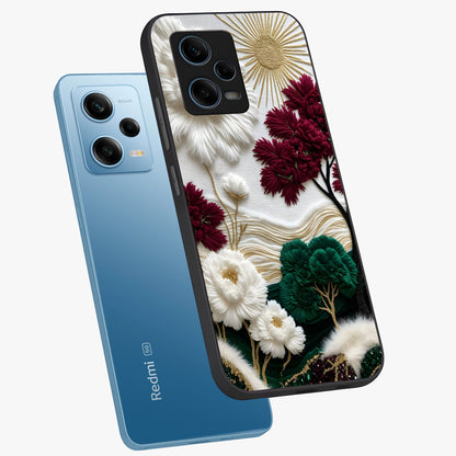 Radiant Bloom Elegance Glass Case displayed in angled mockup highlighting graceful floral design with radiant aesthetic style.