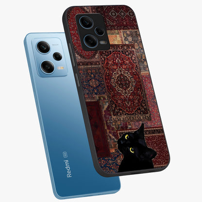Regal Magic Cat Apple Glass Case displayed in angled mockup highlighting whimsical feline design with fantasy aesthetic.