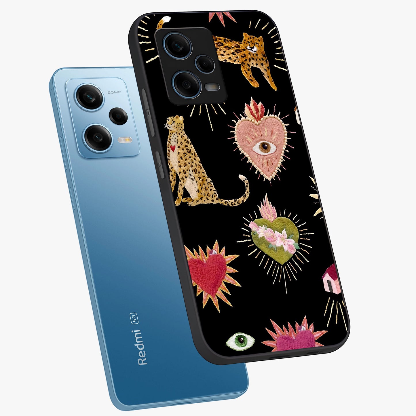 Sacred Jungle Heart Glass Case displayed in angled mockup highlighting lush tropical design with natural aesthetic style.