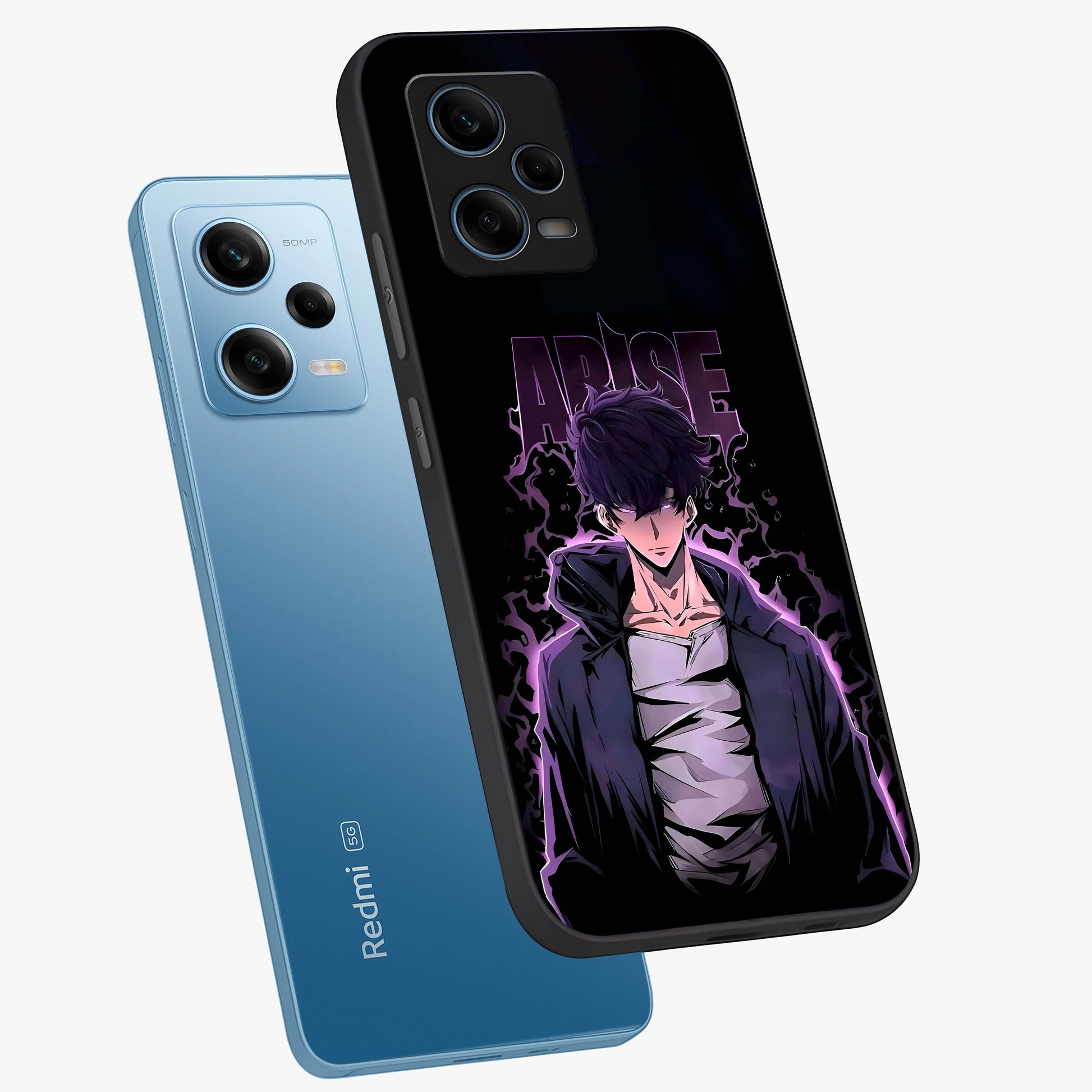 Shadow Monarch Awakening Glass Case displayed in angled mockup highlighting dramatic shadow warrior design with fantasy aesthetic.