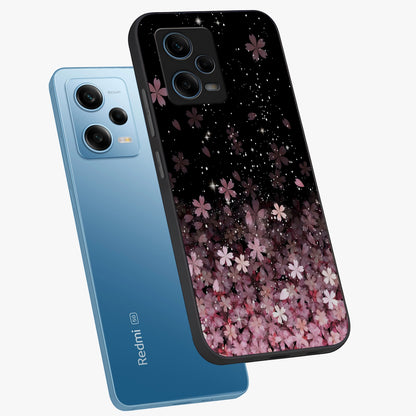 Small Starry Flowers Glass Case displayed in angled mockup highlighting tiny flower pattern with celestial aesthetic style.