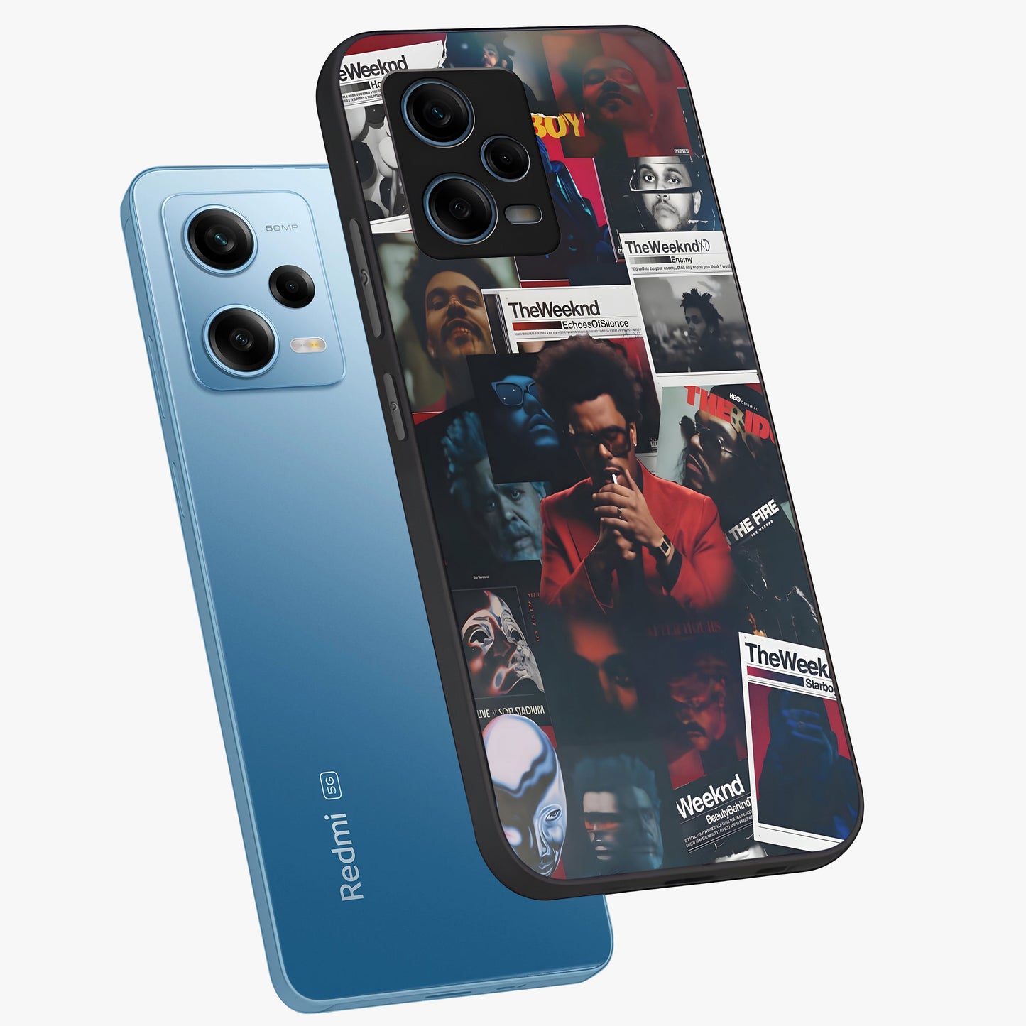 The Weeknd Glass Case displayed in angled mockup highlighting stylish pop culture inspired design with modern aesthetic.
