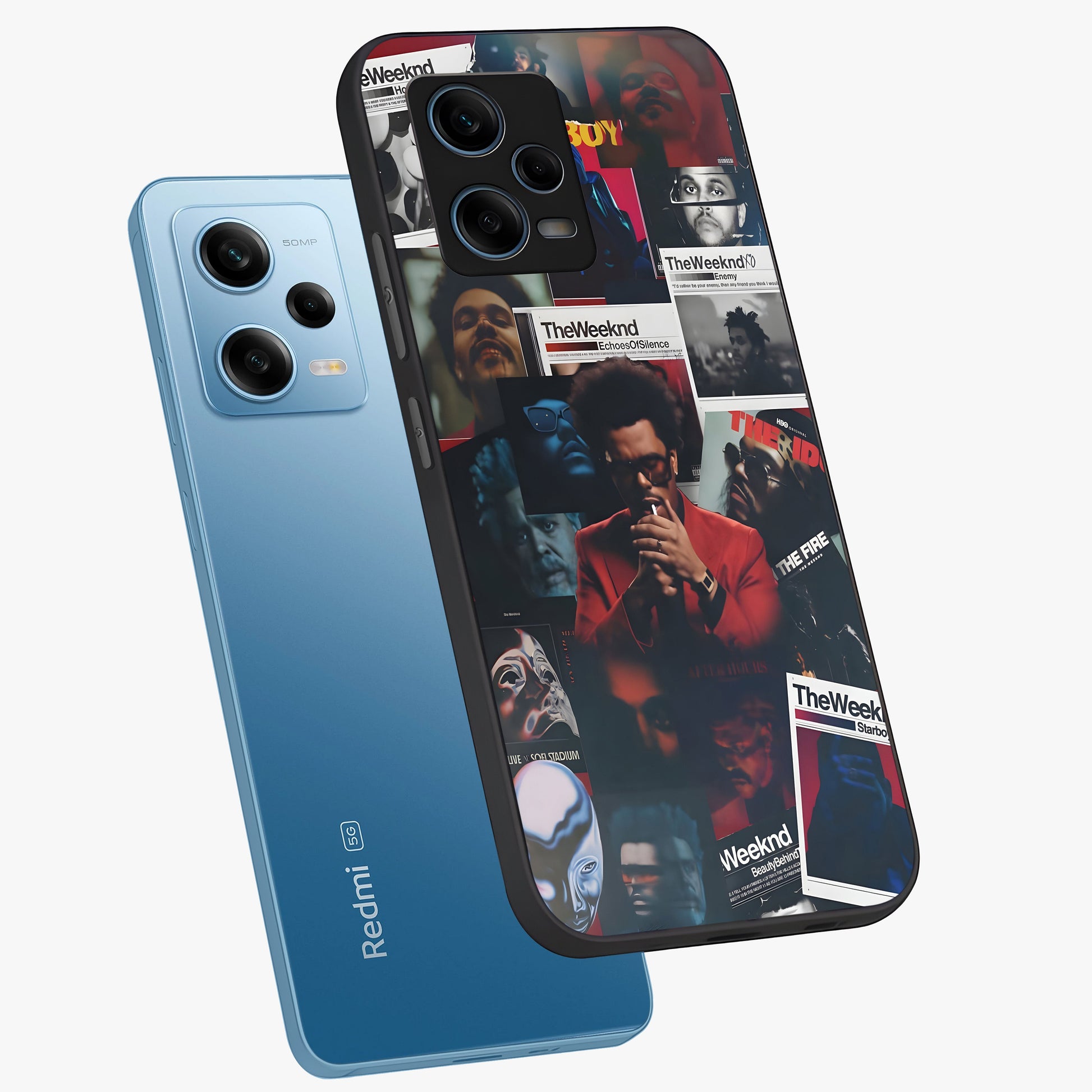 The Weeknd Glass Case displayed in angled mockup highlighting stylish pop culture inspired design with modern aesthetic.