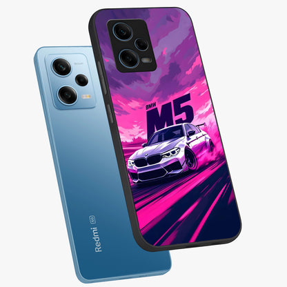 Velocity Drift Pulse Glass Case displayed in angled mockup highlighting dynamic drift design with sporty automotive aesthetic.