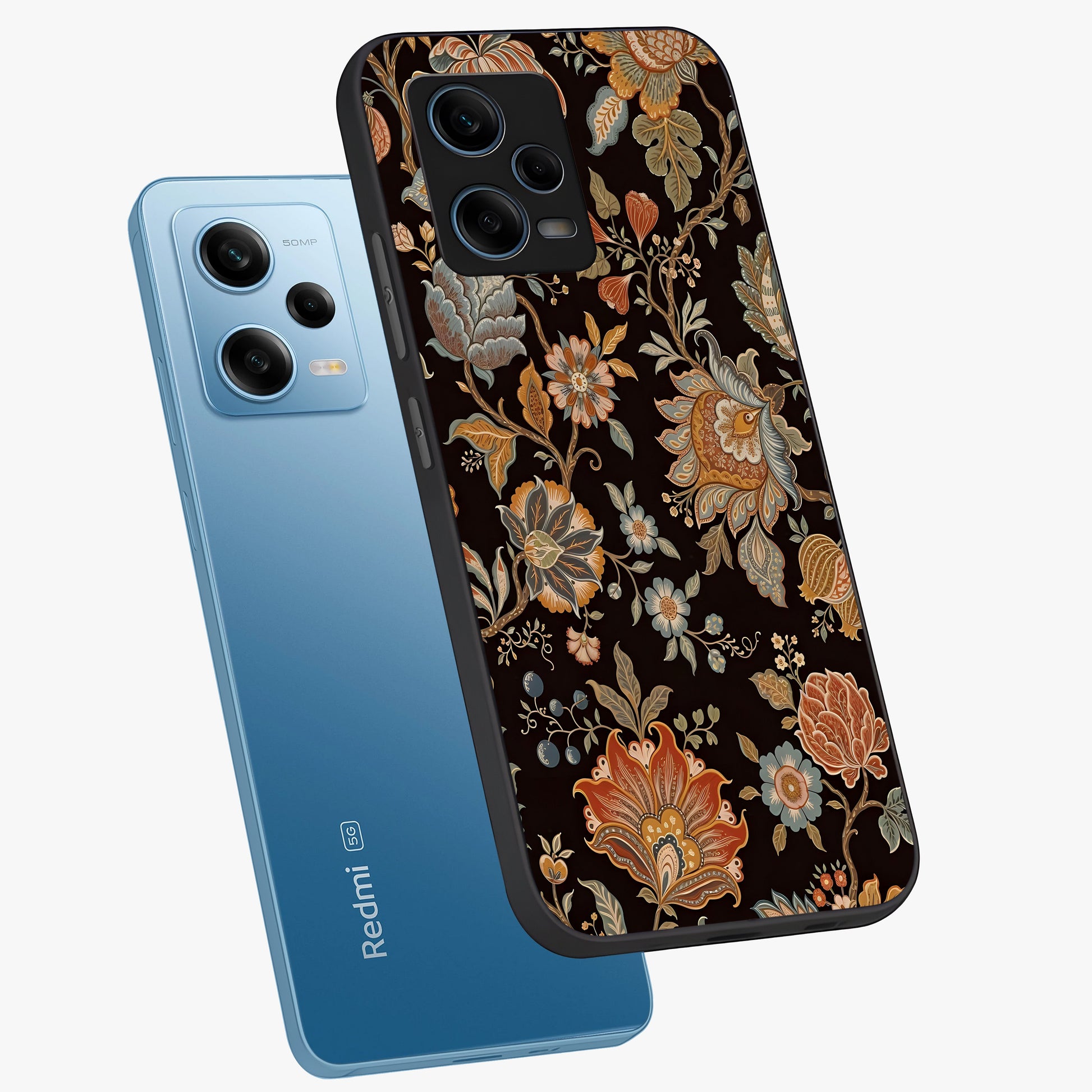 Vintage Floral Dream Glass Case displayed in angled mockup highlighting elegant vintage flower design with soft aesthetic style.