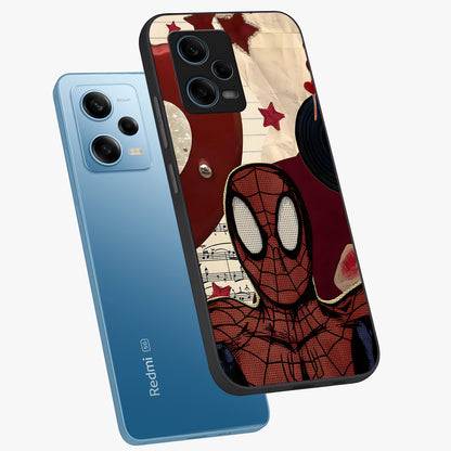 Web Warrior Vibes Glass Case displayed in angled mockup highlighting dynamic web design with comic style aesthetic.