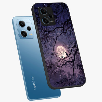 Whispering Moon Silence Glass Case displayed in angled mockup highlighting calm lunar design with dreamy night aesthetic.