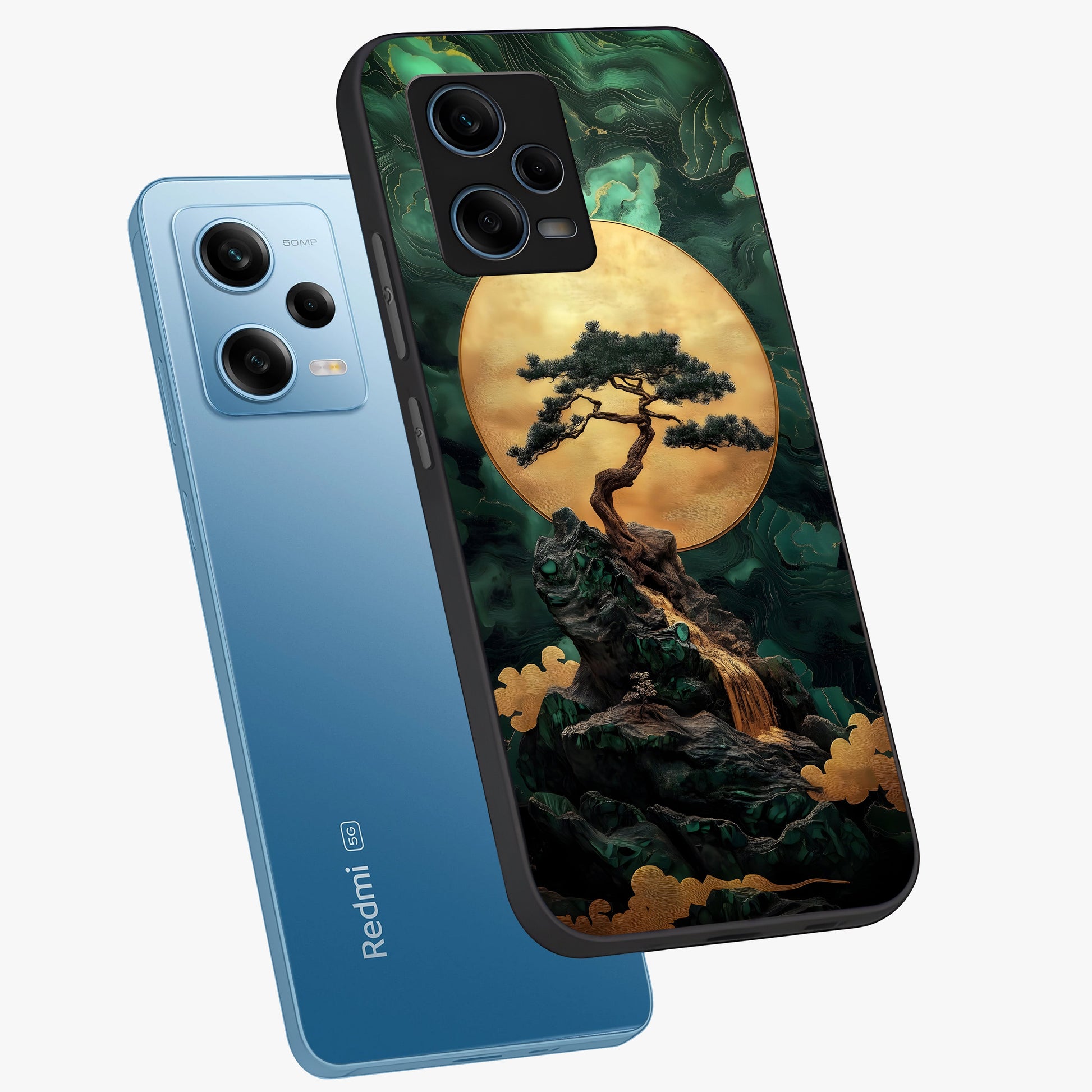 Zen Moon Rise Glass Case displayed in angled mockup highlighting peaceful lunar design with zen aesthetic style.