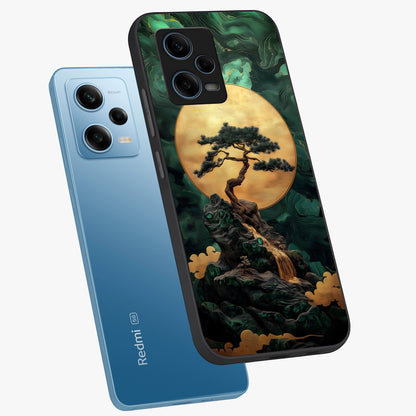 Zen Moon Rise Glass Case displayed in angled mockup highlighting peaceful lunar design with zen aesthetic style.